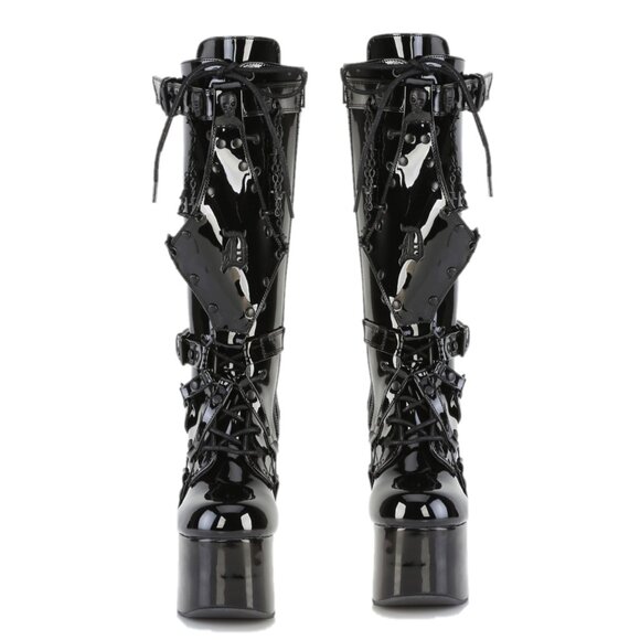 Demonia Torment Chunky Heel Platform Goth Punk Knee Boots - Picture 6 of 7